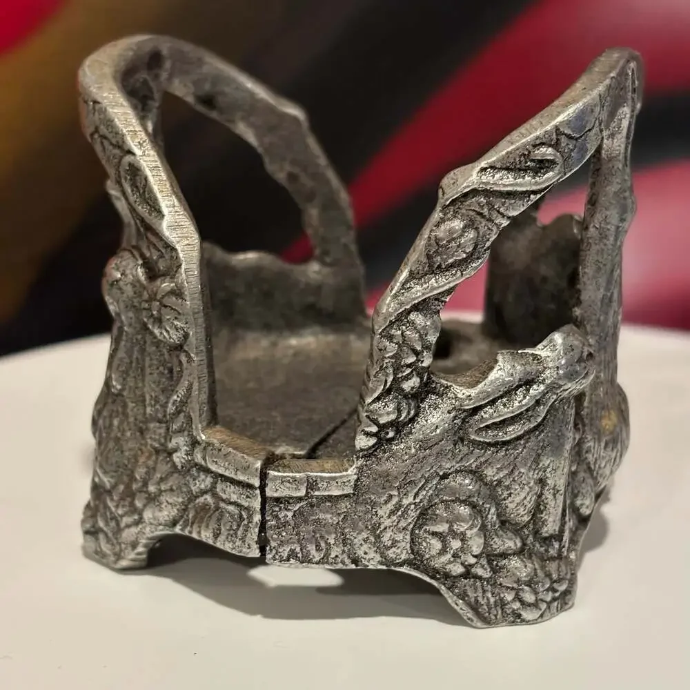 Vintage Pewter Rabbit Napkin Ring Holder